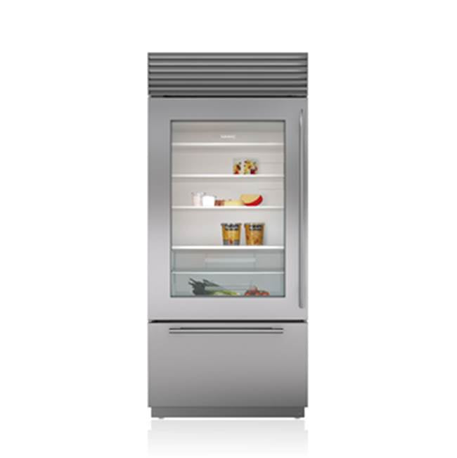 Sub-Zero Refrigerator, 36" Built-in Over-under Glass Door Stainless Steel