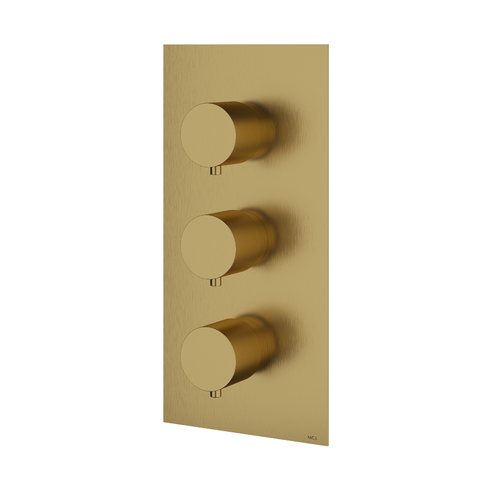 MGS Bagno Minimal Stainless Steel Thermostatic Trim with Two Volume Controls / Two way Diverters