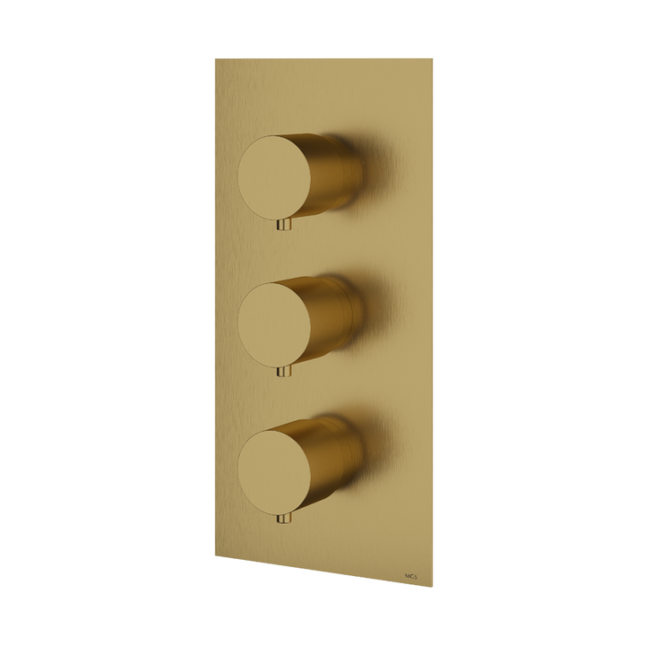 MGS Bagno Minimal Stainless Steel Thermostatic Trim with Two Volume Controls / Two way Diverters