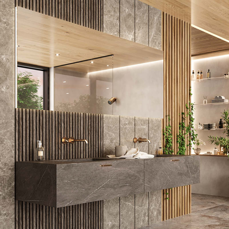 MGS Bagno Penta Two hole Stainless Steel Wall mount Basin Faucet