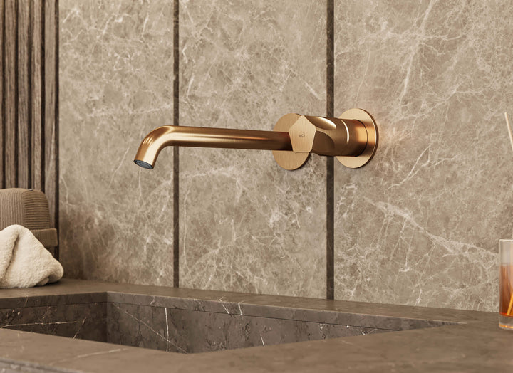 MGS Bagno Penta Two hole Stainless Steel Wall mount Basin Faucet