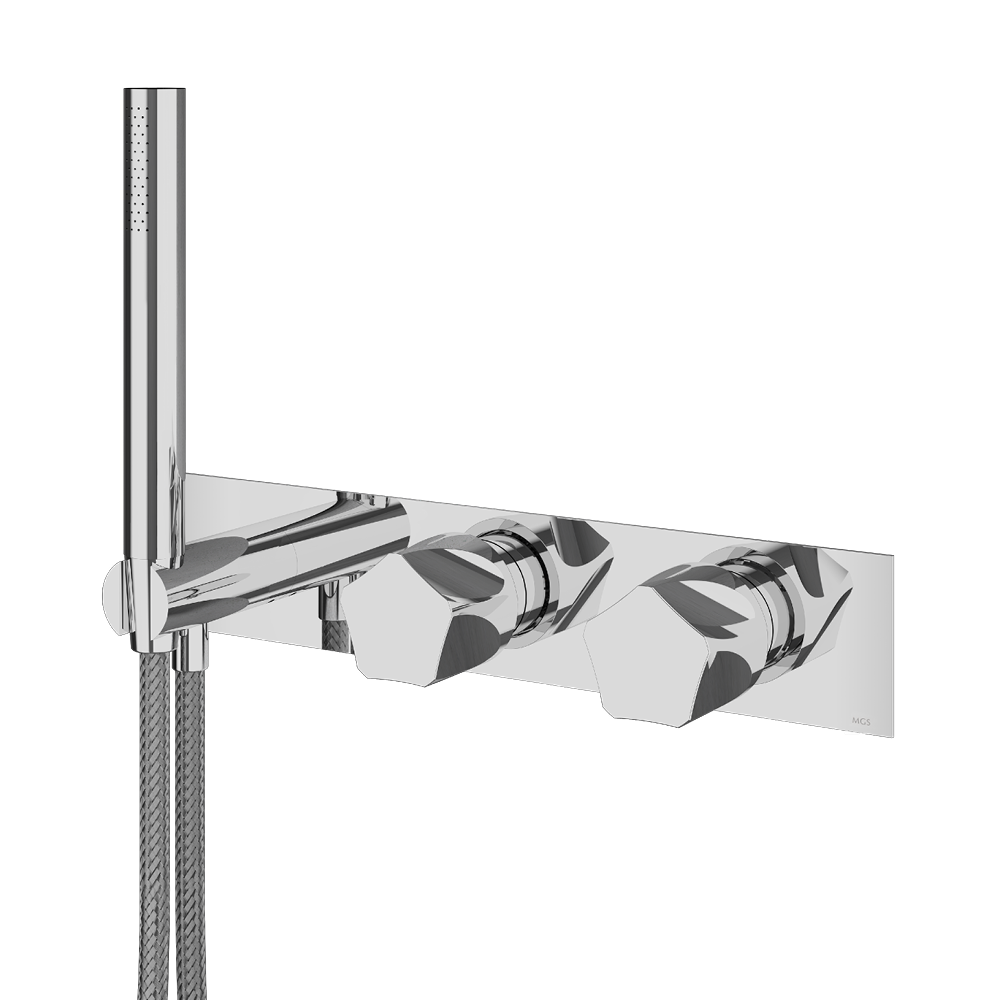 MGS Bagno Penta Stainless Steel Thermostatic Trim with Three way Diverter and Volume Control