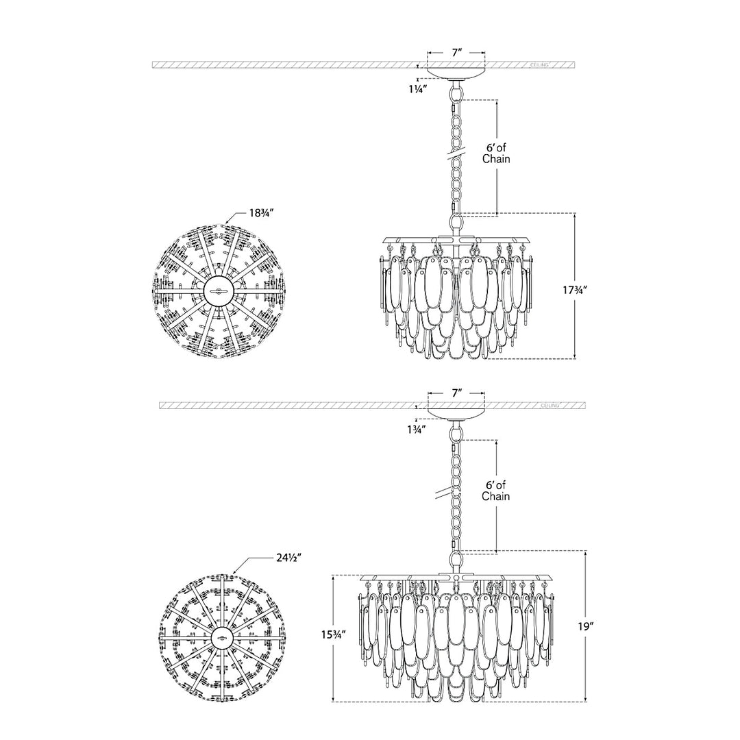 Visual Comfort Signature Cora Semi Flush Chandelier