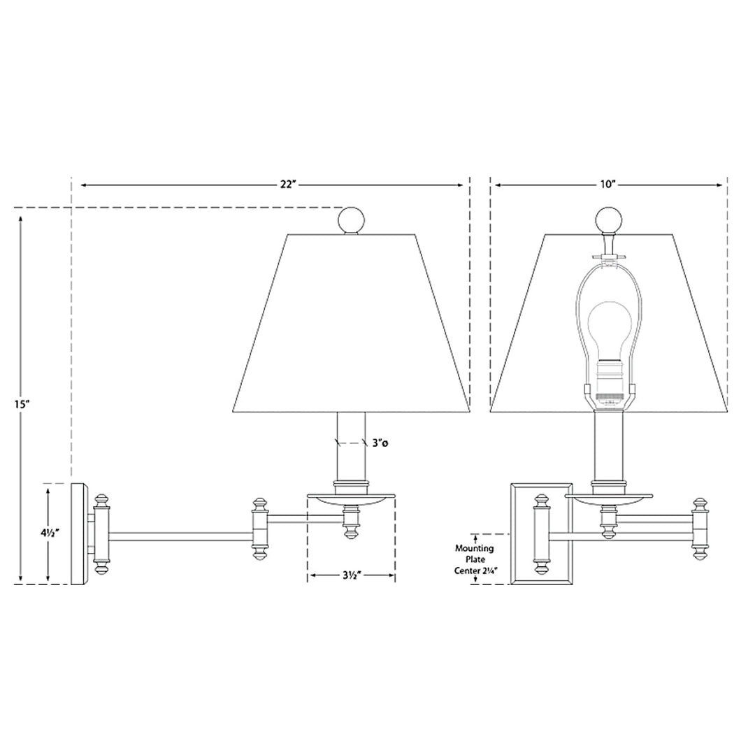 Visual Comfort Signature Dorchester Swing Arm Plug-in Wall Sconce