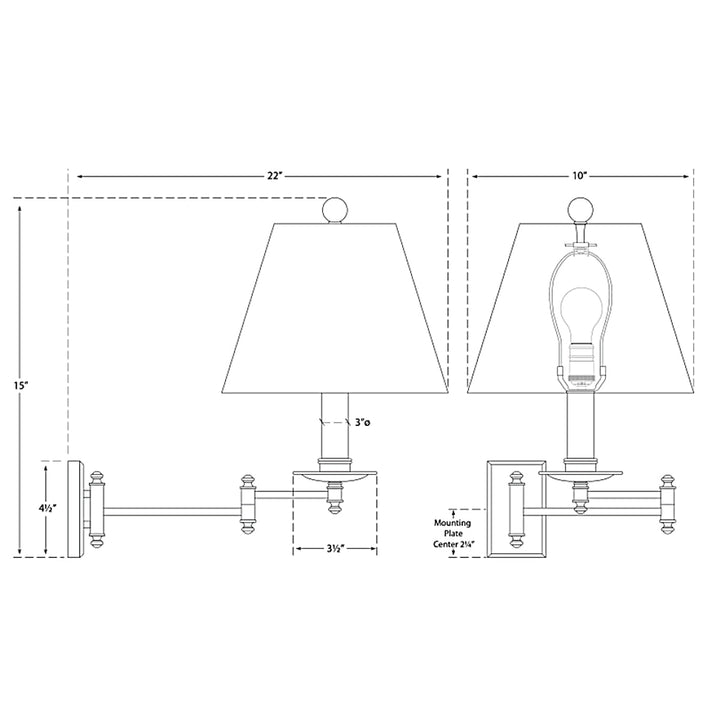 Visual Comfort Signature Dorchester Swing Arm Plug-in Wall Sconce