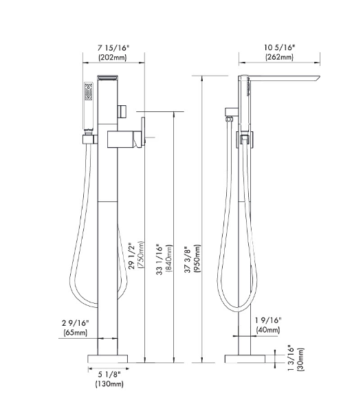 Franz Viegener FV215/F4.0 Groovy Freestanding Bathtub Faucet