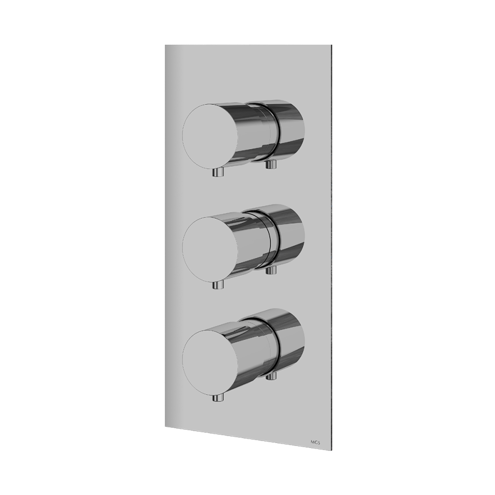 MGS Bagno Minimal Stainless Steel Thermostatic Trim with Two Volume Controls / Two way Diverters