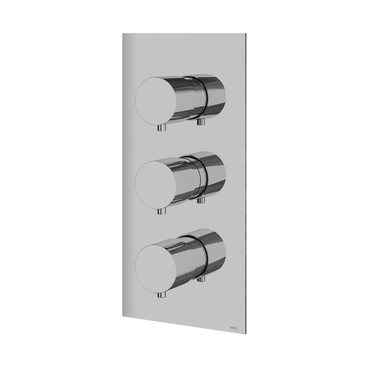 MGS Bagno Minimal Stainless Steel Thermostatic Trim with Two Volume Controls / Two way Diverters