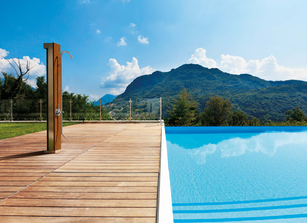 MGS Bagno Outdoor Stainless Steel Wall mount Thermostatic Shower with Foot Rinse