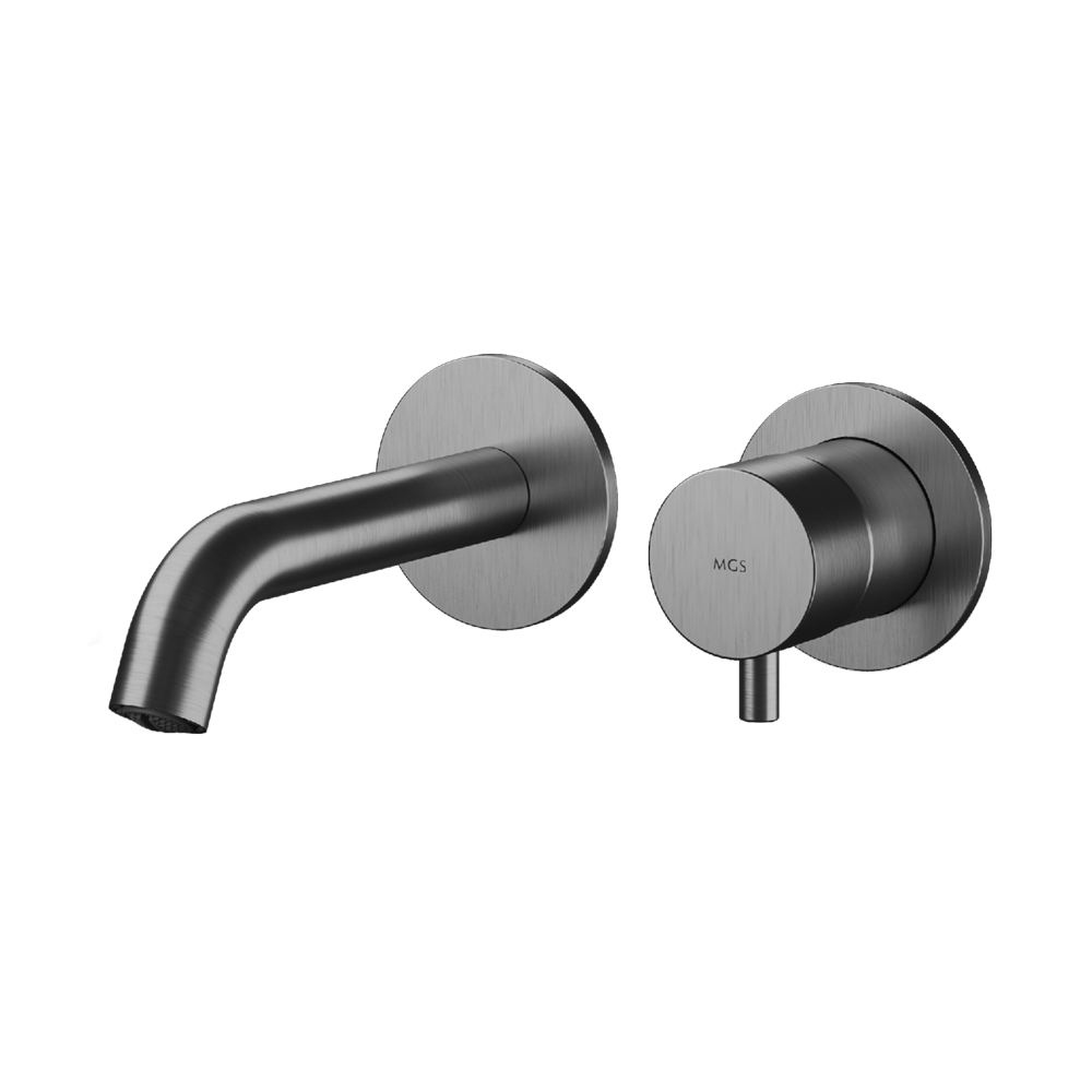 MGS Bagno Minimal Short Two hole Stainless Steel Wall mount Basin Faucet