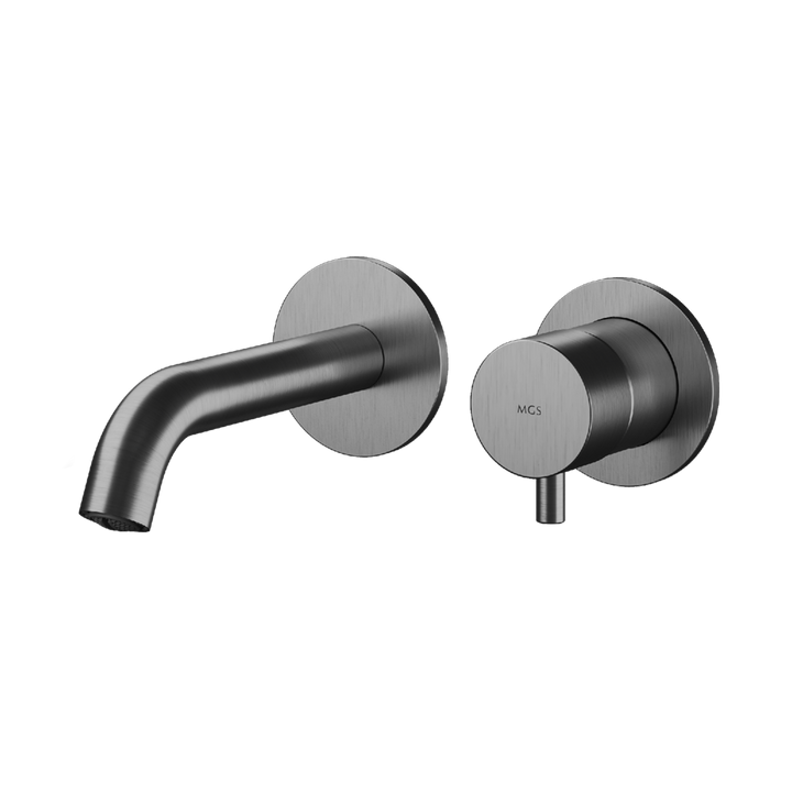 MGS Bagno Minimal Short Two hole Stainless Steel Wall mount Basin Faucet