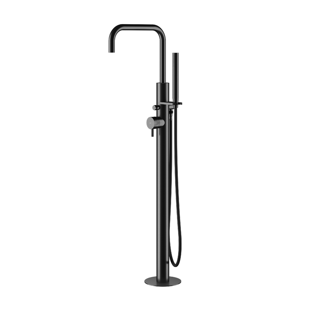 MGS Bagno Minimal Stainless Steel Floor mount Tub Spout with Handshower