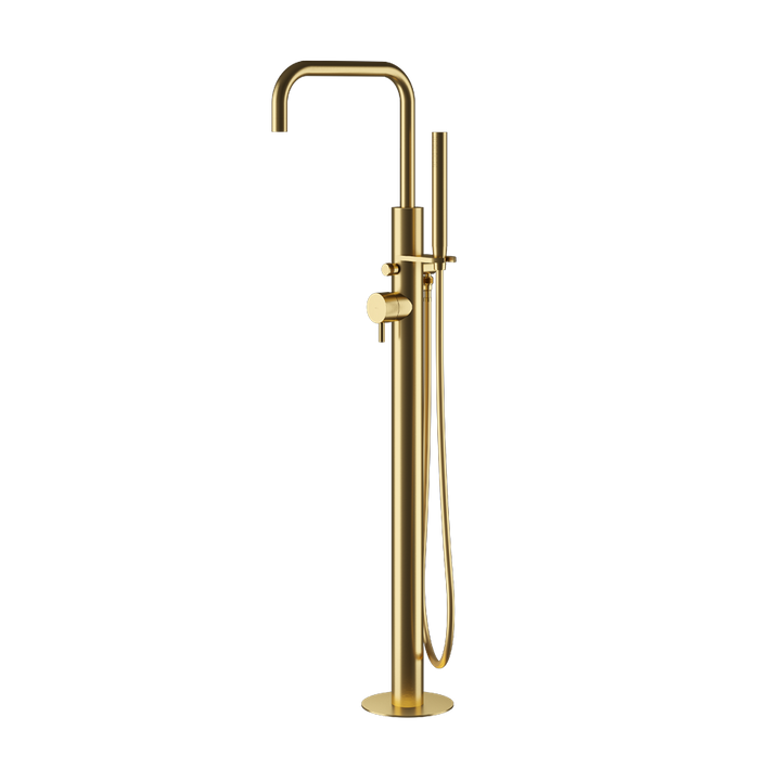 MGS Bagno Minimal Stainless Steel Floor mount Tub Spout with Handshower