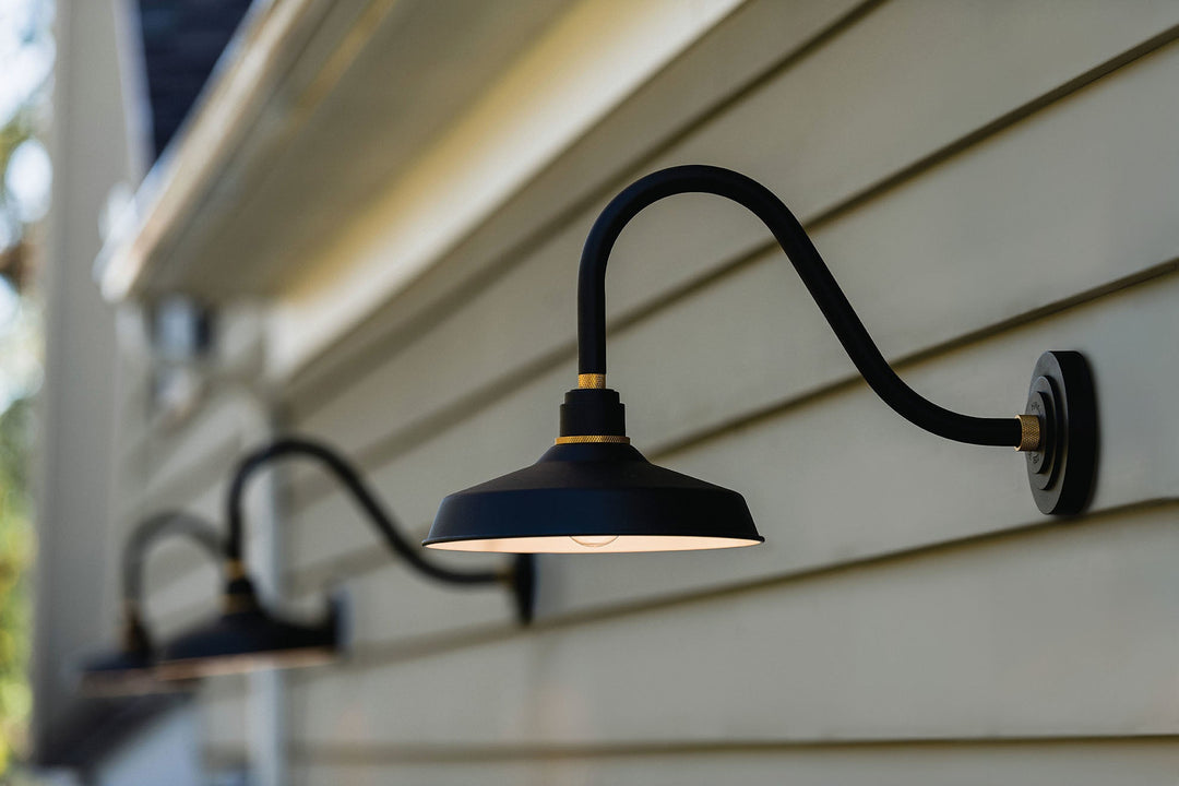 Hinkley Foundry Outdoor Industrial Shade Curve Arm Wall Light (view 3)