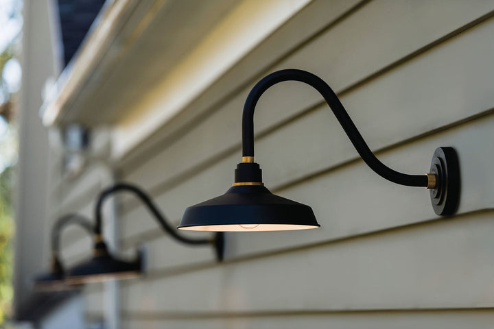 Hinkley Foundry Outdoor Industrial Shade Curve Arm Wall Light (view 3)