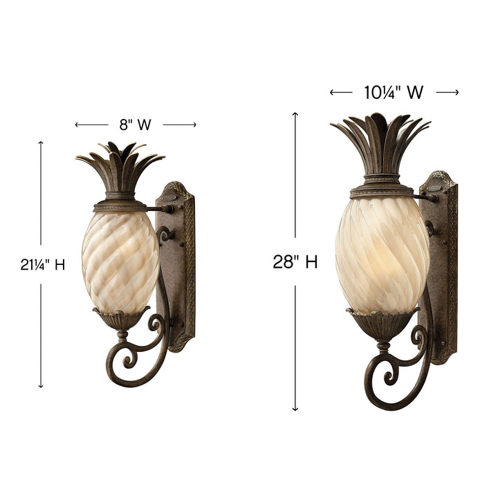 Hinkley Pineapple 120V Outdoor Scroll Wall Sconce w/ Amber Glass