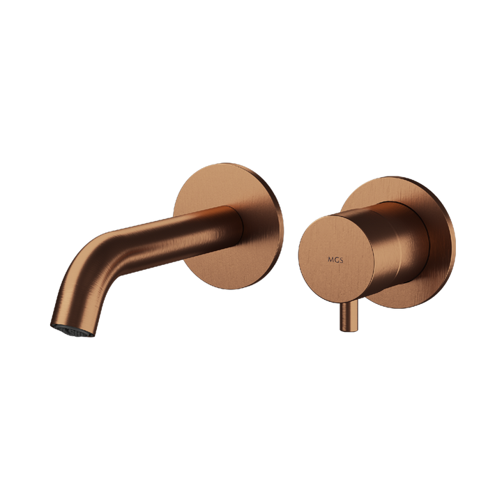 MGS Bagno Minimal Short Two hole Stainless Steel Wall mount Basin Faucet