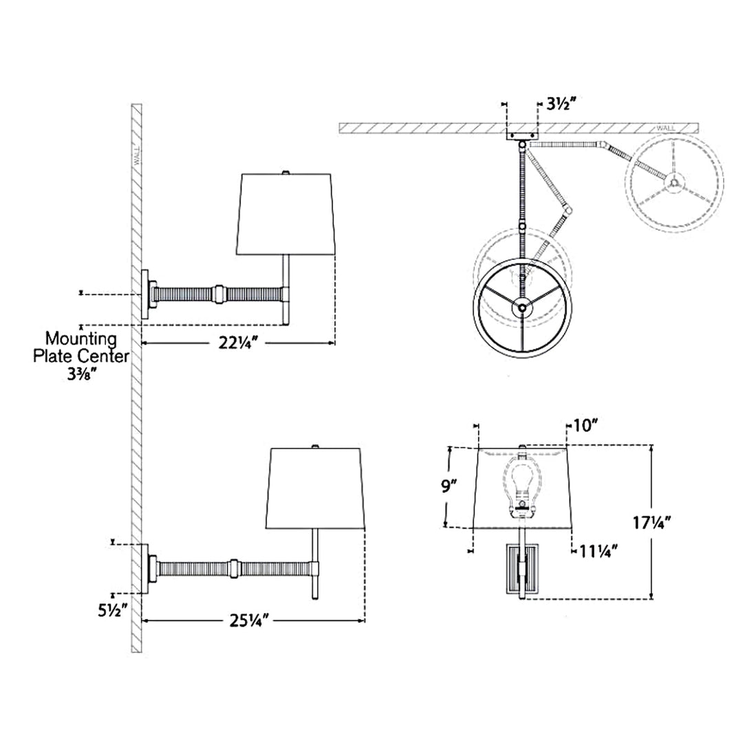 Visual Comfort Signature Elle Swing Arm Plug-in / Hardwired Wall Sconce