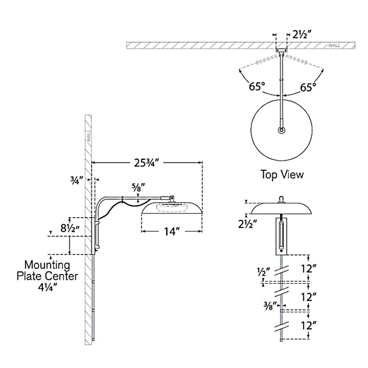 Visual Comfort Signature Cyrus Articulating Hardwired / Plug-in Wall Light