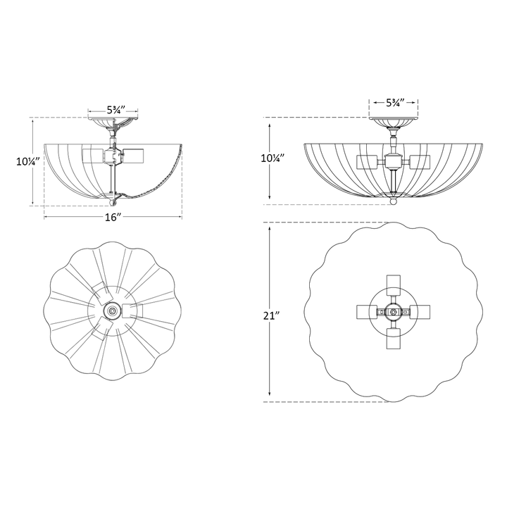 Visual Comfort Signature Rosehill Semi Flush Ceiling Light