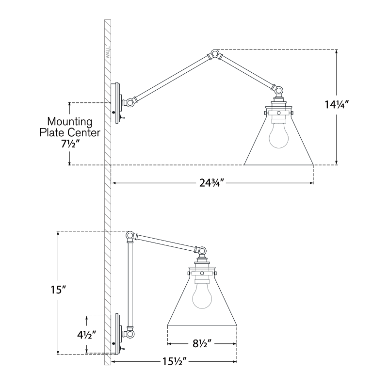 Visual Comfort Signature Parkington Swing Arm Library Wall Light