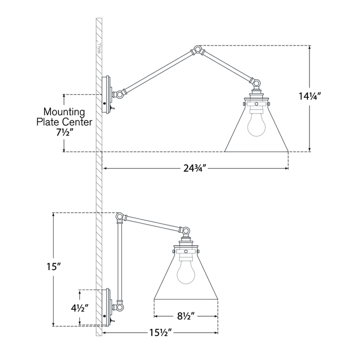 Visual Comfort Signature Parkington Swing Arm Library Wall Light