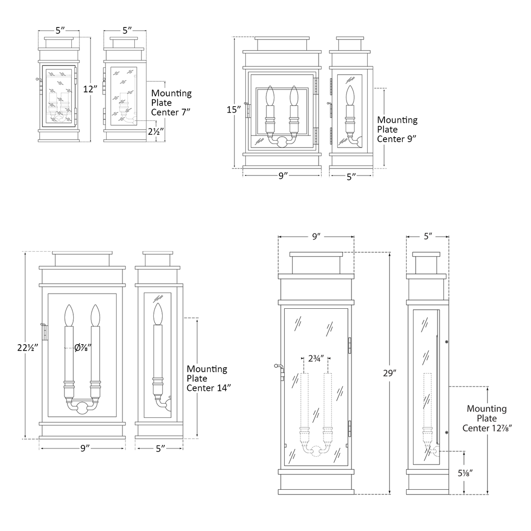 Visual Comfort Signature Linear Lantern Outdoor Wall Sconce