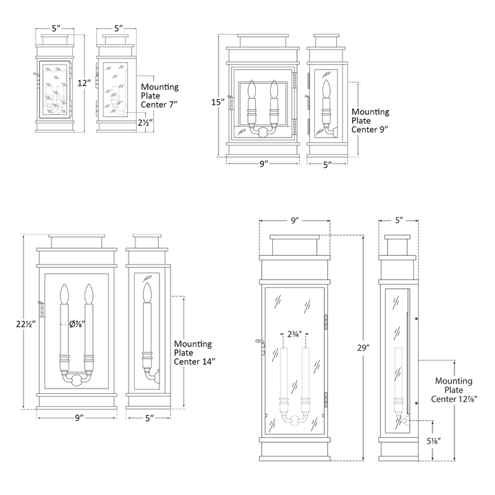 Visual Comfort Signature Linear Lantern Outdoor Wall Sconce