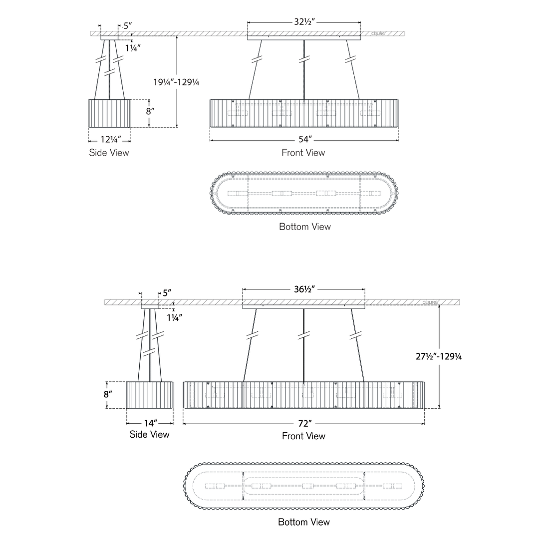 Visual Comfort Signature Palati Linear Chandelier