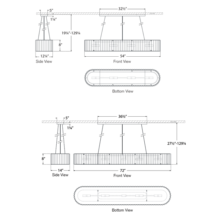 Visual Comfort Signature Palati Linear Chandelier