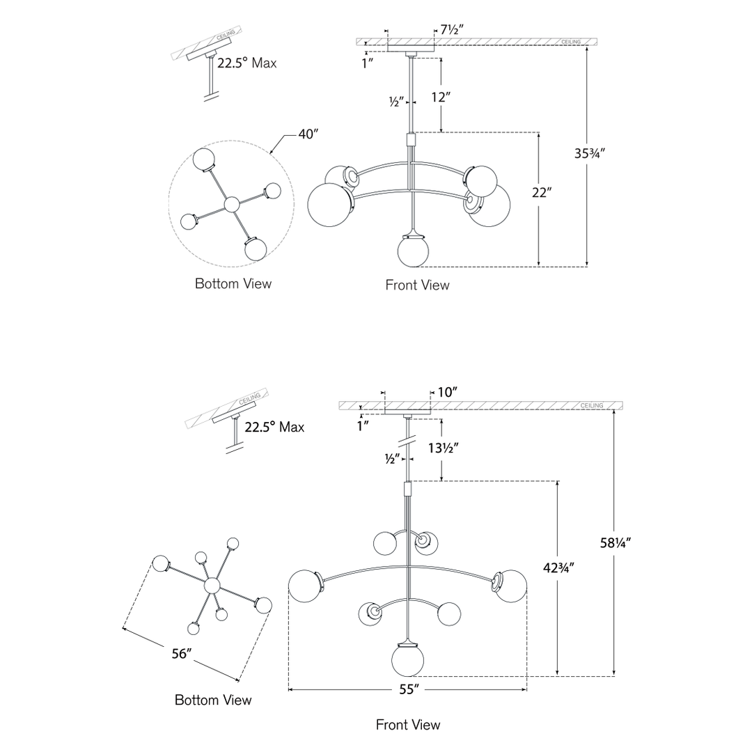 Visual Comfort Signature Prescott Convertible Chandelier