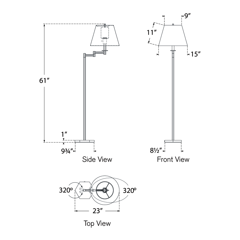 Visual Comfort Signature Olivier Swing Arm Floor Lamp
