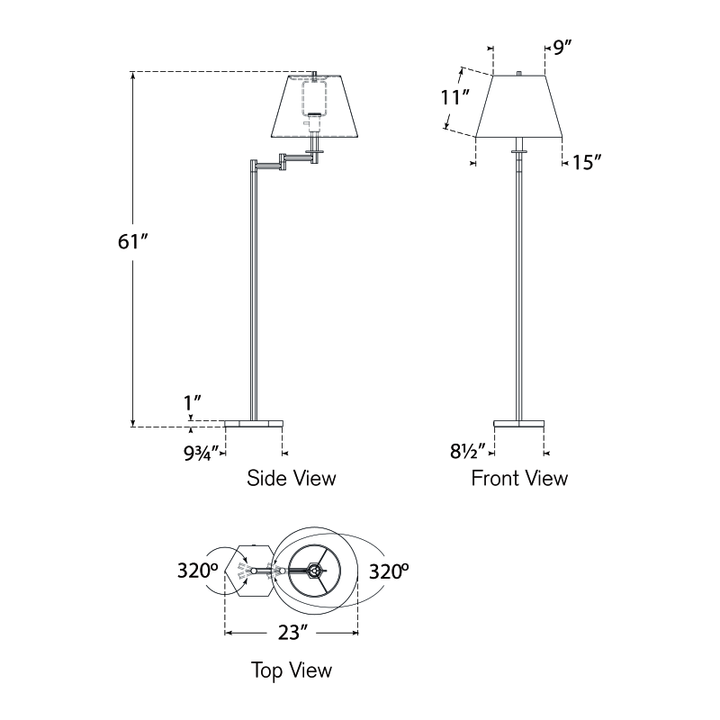 Visual Comfort Signature Olivier Swing Arm Floor Lamp