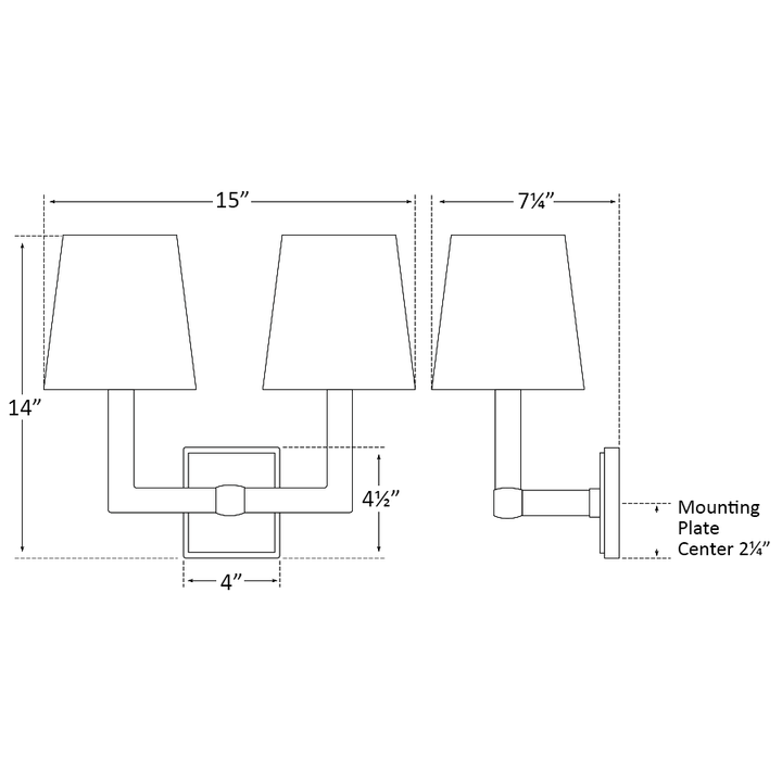Visual Comfort Signature Square Tube Double Wall Sconce