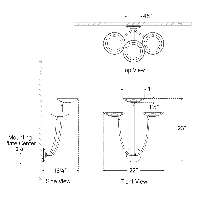 Visual Comfort Signature Keira Large Triple Wall Sconce