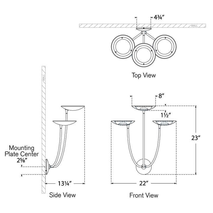 Visual Comfort Signature Keira Large Triple Wall Sconce