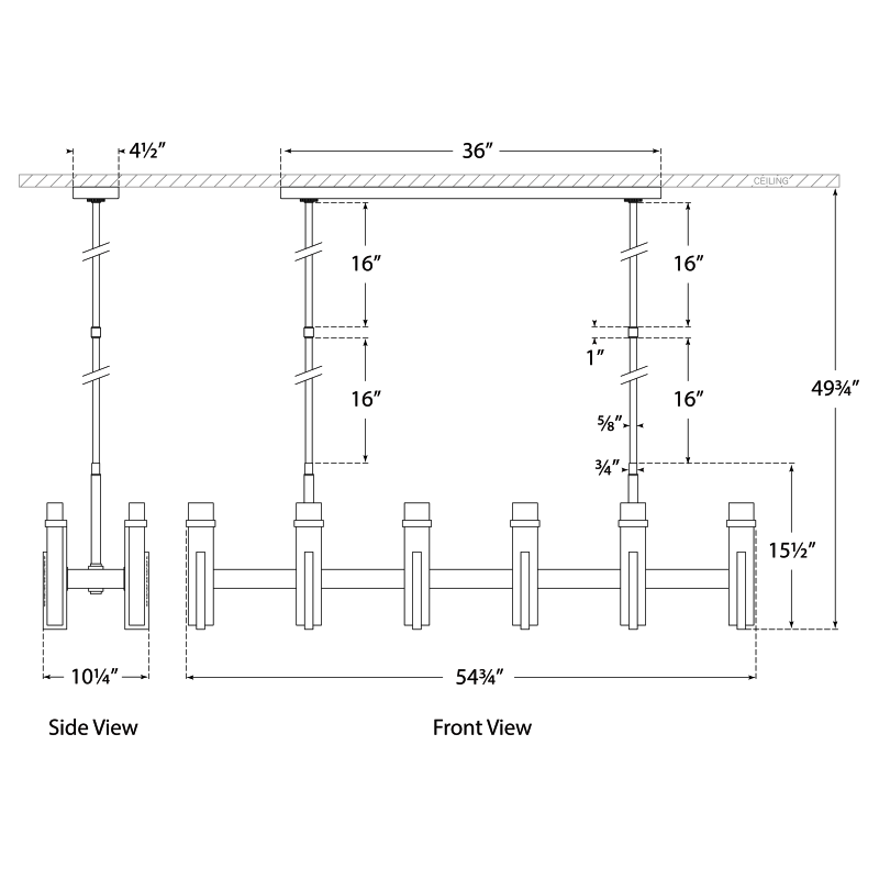 Visual Comfort Signature Malik Linear Chandelier