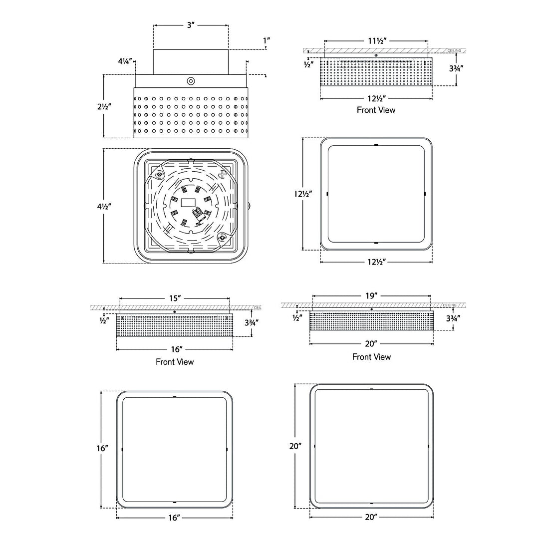 Visual Comfort Signature Precision Square Ceiling Light
