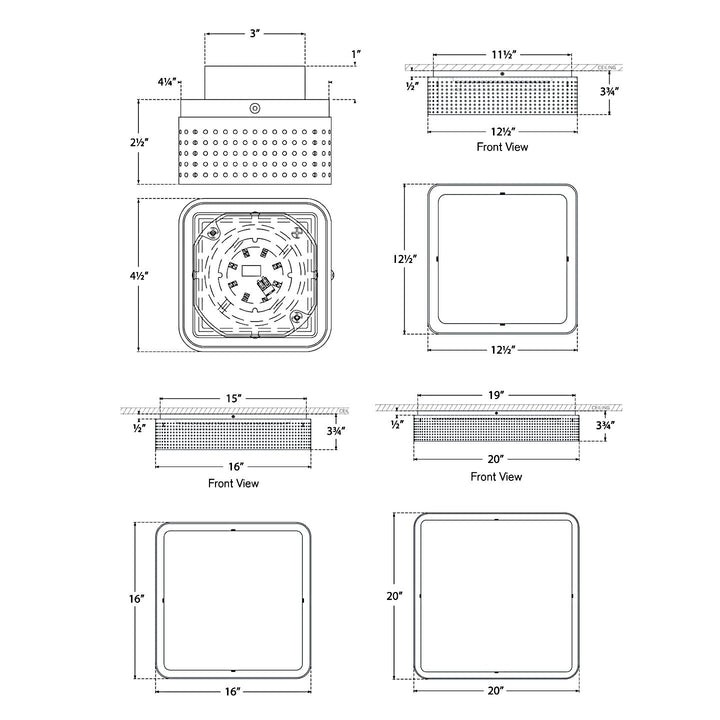 Visual Comfort Signature Precision Square Ceiling Light