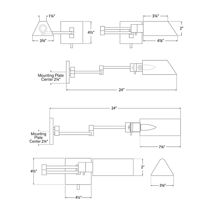 Visual Comfort Signature VC Studio Swing Arm Plug-in Wall Light