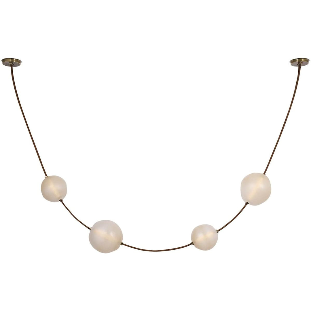 Visual Comfort Signature Dune Pendant in Russet Suede and Mottled Brass