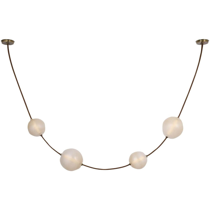 Visual Comfort Signature Dune Pendant in Russet Suede and Mottled Brass