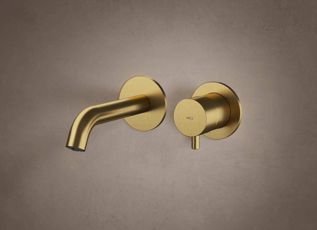 MGS Bagno Minimal Short Two hole Stainless Steel Wall mount Basin Faucet