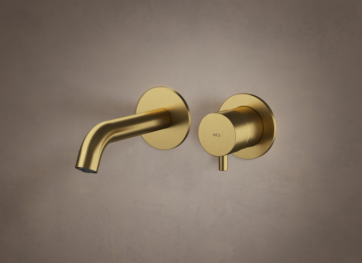 MGS Bagno Minimal Short Two hole Stainless Steel Wall mount Basin Faucet