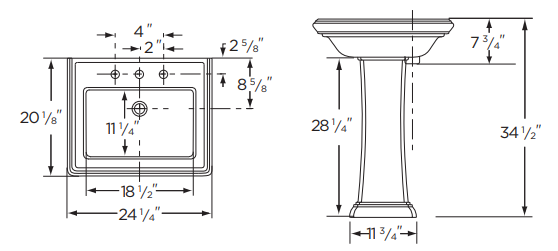 Gerber Logan Square Petite Pedestal Sink