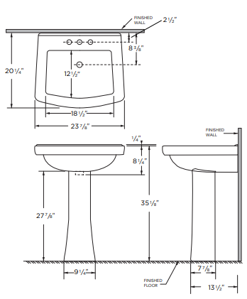 Gerber Burr Ridge White Pedestal Sink