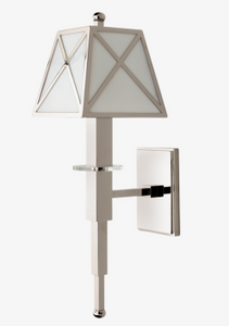 Clearance Showroom Display Special: Waterworks FALT01 Wall Mount Single Arm Sconce with Translucent Glass Panel Shade