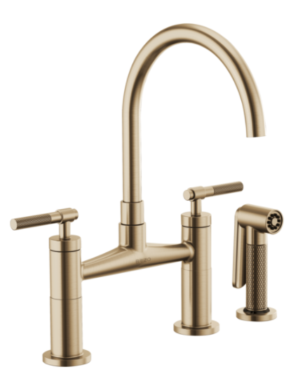 Brizo 62543LF Litze Bridge Faucet with Arc Spout and Knurled Handle
