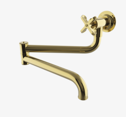 Waterworks HNPF01 Henry Wall Mounted Articulated Pot Filler, Metal Cross Handle