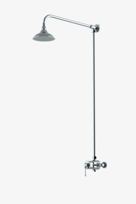 Waterworks HGXS70 Highgate Exposed Thermostatic System with 6" Shower Rose and White Porcelain Lever Handle